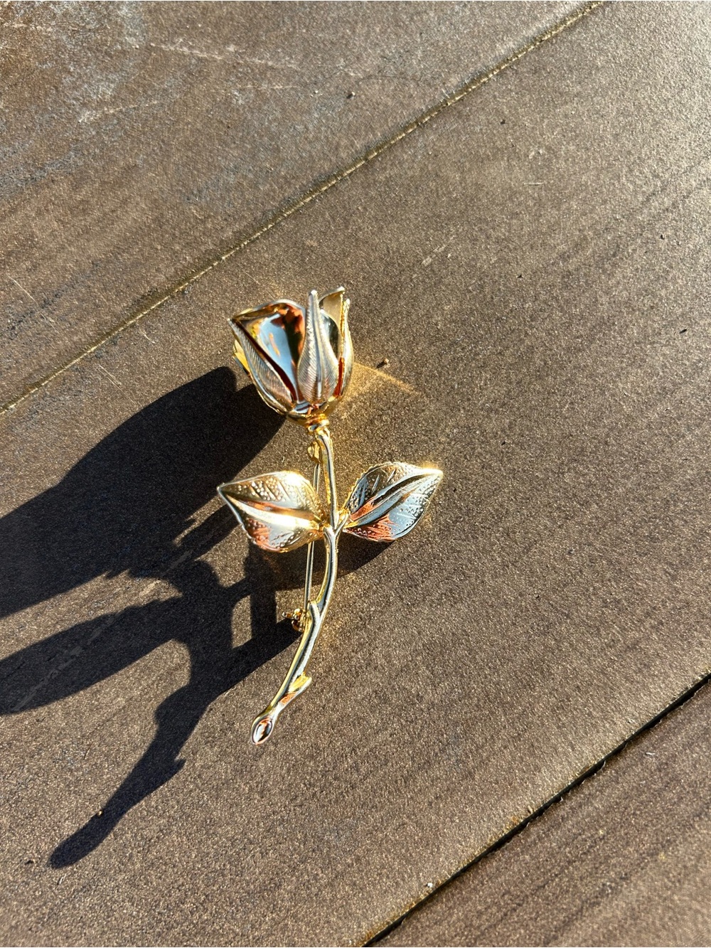 Gold-Tone Rose Brooch Pin - Timeless Floral Accent